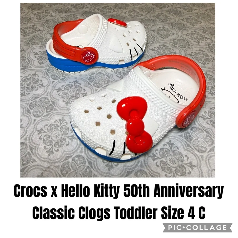 Crocs x Hello Kitty 50th Anniversary Classic Clogs Toddler Size 4 C